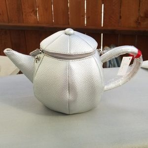 Silver Teapot Purse with strap